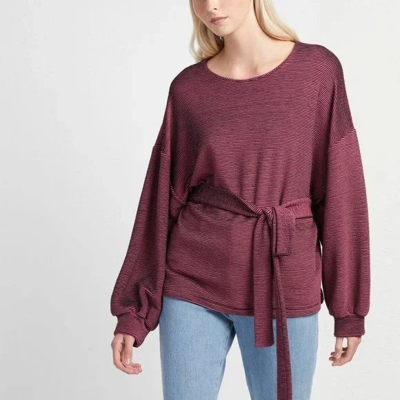 French Connection Burgundy Striped Sweater - Picture 1 of 5